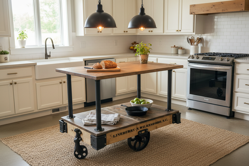 Factory Cart Kitchen Island - Lifestyle Shot